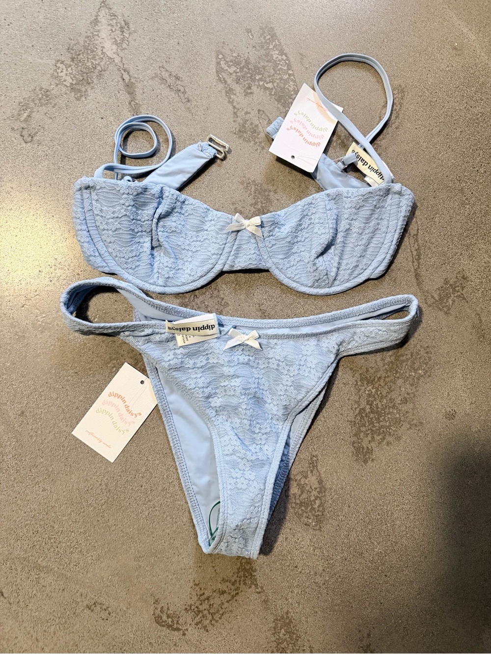 Dippin' Daisy's Pale Blue Lace Bikini Set